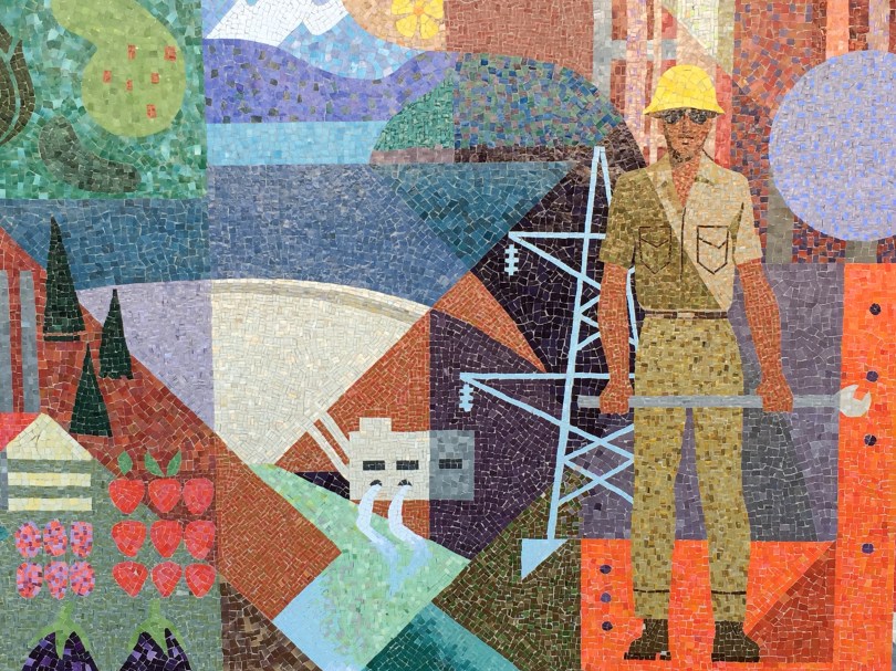 Modernes Amerika: Louis Macouillards gigantisches Wandmosaik (Detail)