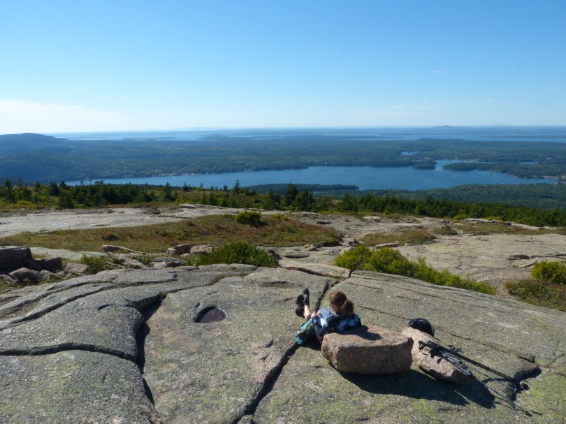 Nach langem Anstieg die wohlverdiente Jause: Sargent Mountain (420m)