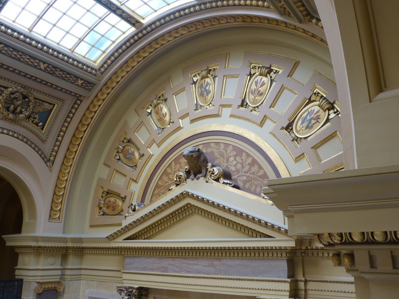 Wer schaut denn da aus der Wand? Der Dachs ist das Staatstier von Wisconsin