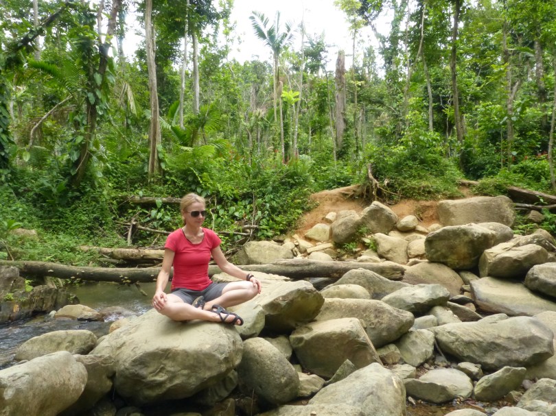 Eins mit der Natur: kurze Meditationspause im El Yunque Tropical Rainforest